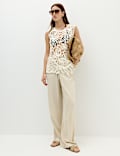 Pure Cotton Crochet-Style Knitted Vest.