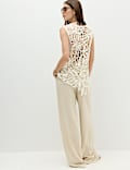 Pure Cotton Crochet-Style Knitted Vest.