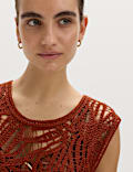 Pure Cotton Crochet-Style Knitted Vest.