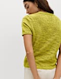 Cotton Rich V-Neck Slim Fit Knitted Top