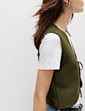 Tie Front Slim Fit Cropped Knitted Waistcoat