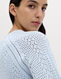 Cotton Rich Pointelle Scallop Edge Jumper