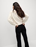 Cotton Rich Textured V-Neck Relaxed Cardigan