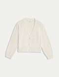 Cotton Rich Textured V-Neck Relaxed Cardigan