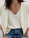 Sparkly V-Neck Button Front Cropped Cardigan