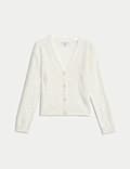 Sparkly V-Neck Button Front Cropped Cardigan