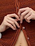 Cotton Blend Textured Cropped Cardigan