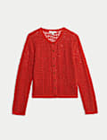 Cotton Rich Open Stitch Cropped Cardigan