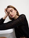 Cotton Rich Open Stitch Cropped Cardigan