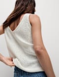 Sequin Textured V-Neck Knitted Vest