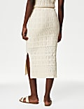 Cotton Rich Textured Knitted Midi Skirt