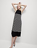 Striped Ribbed Knitted Midi Dress