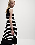 Striped Ribbed Knitted Midi Dress