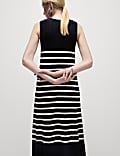 Striped Ribbed Knitted Midi Dress