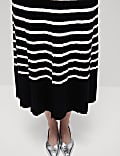 Striped Ribbed Knitted Midi Dress