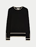 Ribbed Tipped Detail Crew Neck Jumper