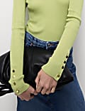 Ribbed Crew Neck Button Detail Jumper