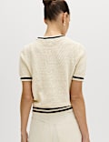 Cotton Rich Tipped Detail Knitted Top