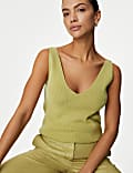 Cotton Rich V-Neck Longline Knitted Vest