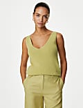Cotton Rich V-Neck Longline Knitted Vest