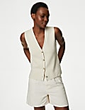 Cotton Rich V-Neck Knitted Waistcoat