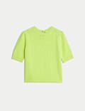 Cotton Rich Textured Slim Fit Crop Top