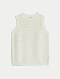 Cotton Rich Pointelle Knitted Vest