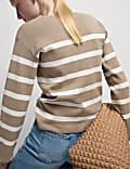 Cotton Rich Striped V-Neck Jumper