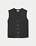 Cotton Rich Textured Fitted Waistcoat