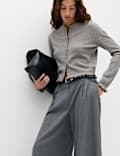 Ruffle Crew Neck Cardigan