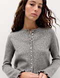 Ruffle Crew Neck Cardigan