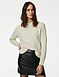 Textured Crew Neck Jumper with Wool