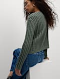 Cotton Blend Ribbed Cardigan