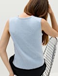 Air-Yarn Crew Neck Knitted Vest