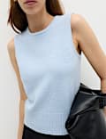 Air-Yarn Crew Neck Knitted Vest