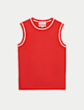 Pure Merino Wool Tipped Detail Knitted Vest