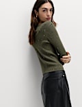 Embellished Crew Neck Fitted Cardigan