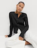Embellished Crew Neck Fitted Cardigan
