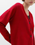 V Neck Button Front Relaxed Cardigan