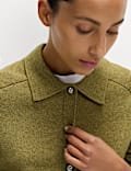 Air-Yarn Collared Button Front Cardigan
