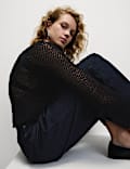 Cotton Blend Textured Crew Neck Jumper