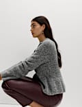 Crew Neck Peplum Jumper with Wool