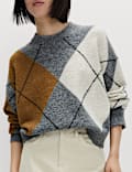 Argyle Relaxed Jumper with Wool