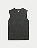 Air-Yarn Crew Neck Tipped Detail Knitted Vest