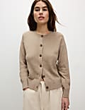 Air-Yarn Ribbed Crew Neck Cardigan