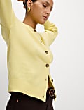 Air-Yarn Ribbed Crew Neck Cardigan