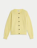 Air-Yarn Ribbed Crew Neck Cardigan