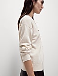 Air-Yarn Ribbed Crew Neck Cardigan