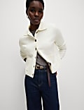 Collared Neck Relaxed Fit Knitted Jacket