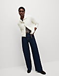 Collared Neck Relaxed Fit Knitted Jacket